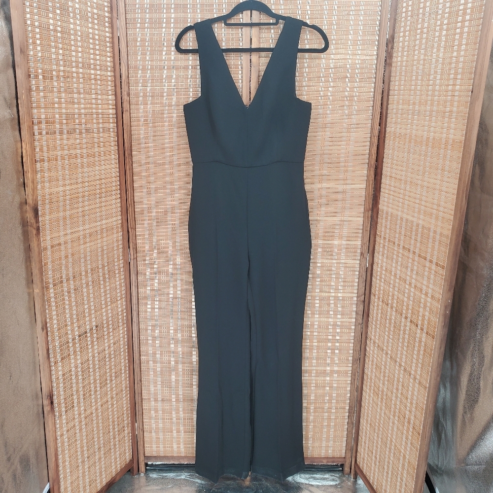 ◇ Mango Black Sleeveless V-Neck Jumpsuit Size Medium NWT